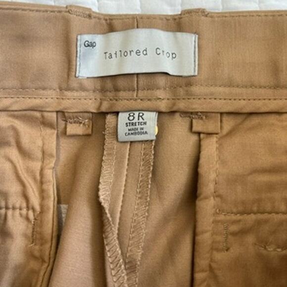 Gap Camel Brown Tailored Crop Khaki Pants Size 8 - Picture 2 of 4